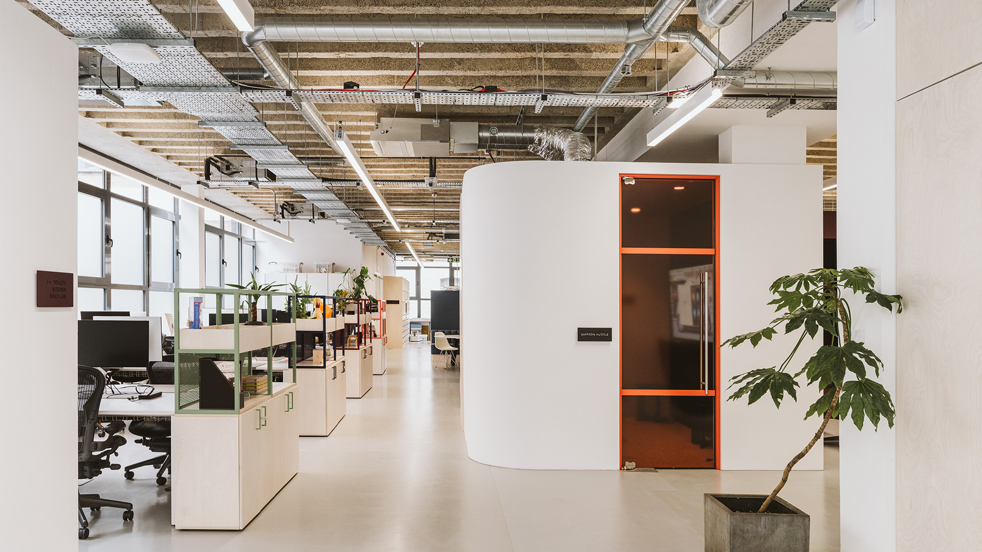 modern office space with pods