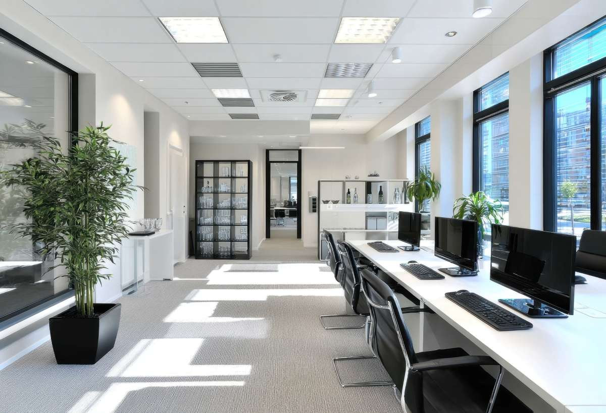 Bright Modern Office Workspace for Productive and Healthy Employees